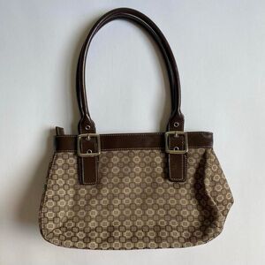 Y2K brown square print shoulder bag